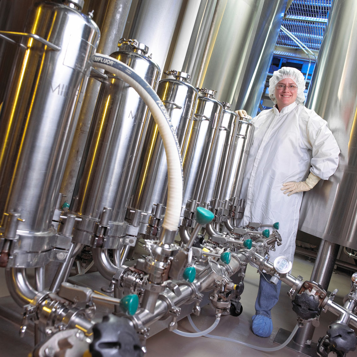 Clean room distillery/silver containers/industrial photography