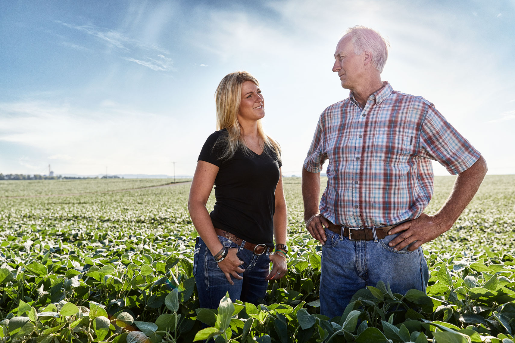 Farmer and daugher in field/agricultural photography