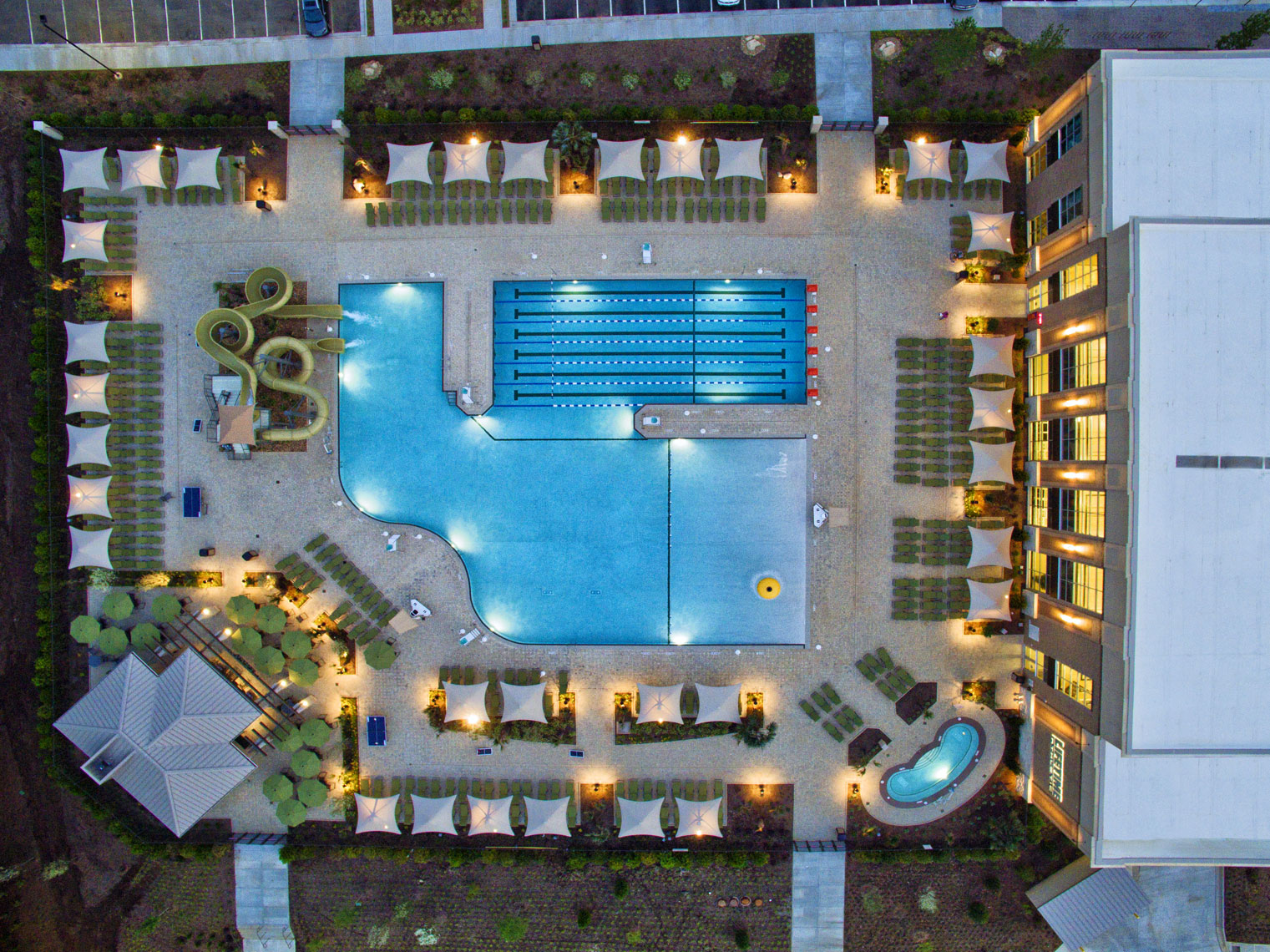 Lifetime Fitness pools/twighlight/arial drone photography