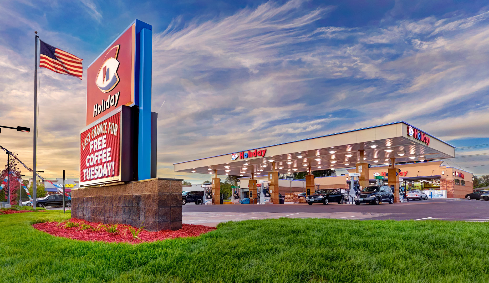 holiday-station-american-flag-gas-pumps-architectural-photo