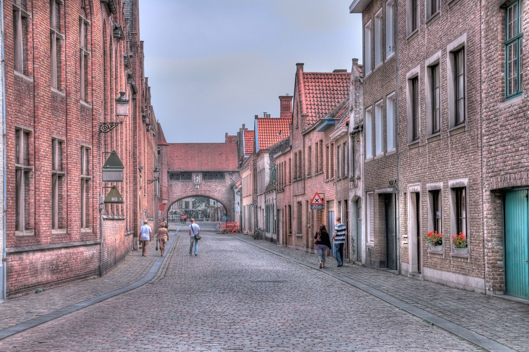 Cobblestone street/old brick buildings/Bruges Belgium/location photography