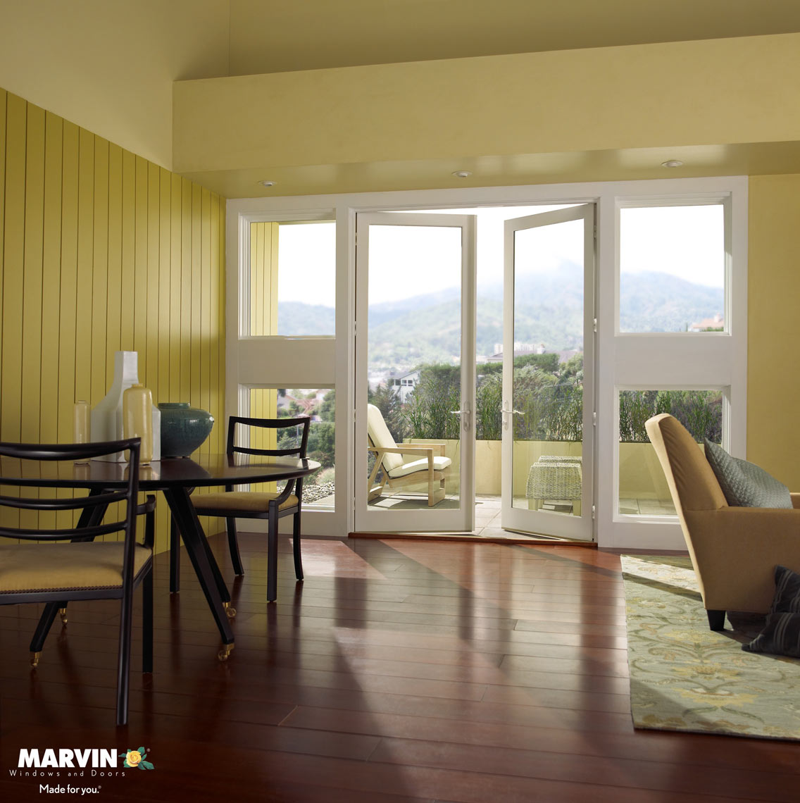 White french doors/int/San Diego/Marvin Windows/studio set photography