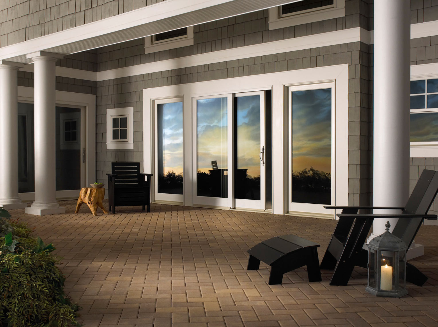 Exterior slidding patio door/Marvin Windows/studio set photography