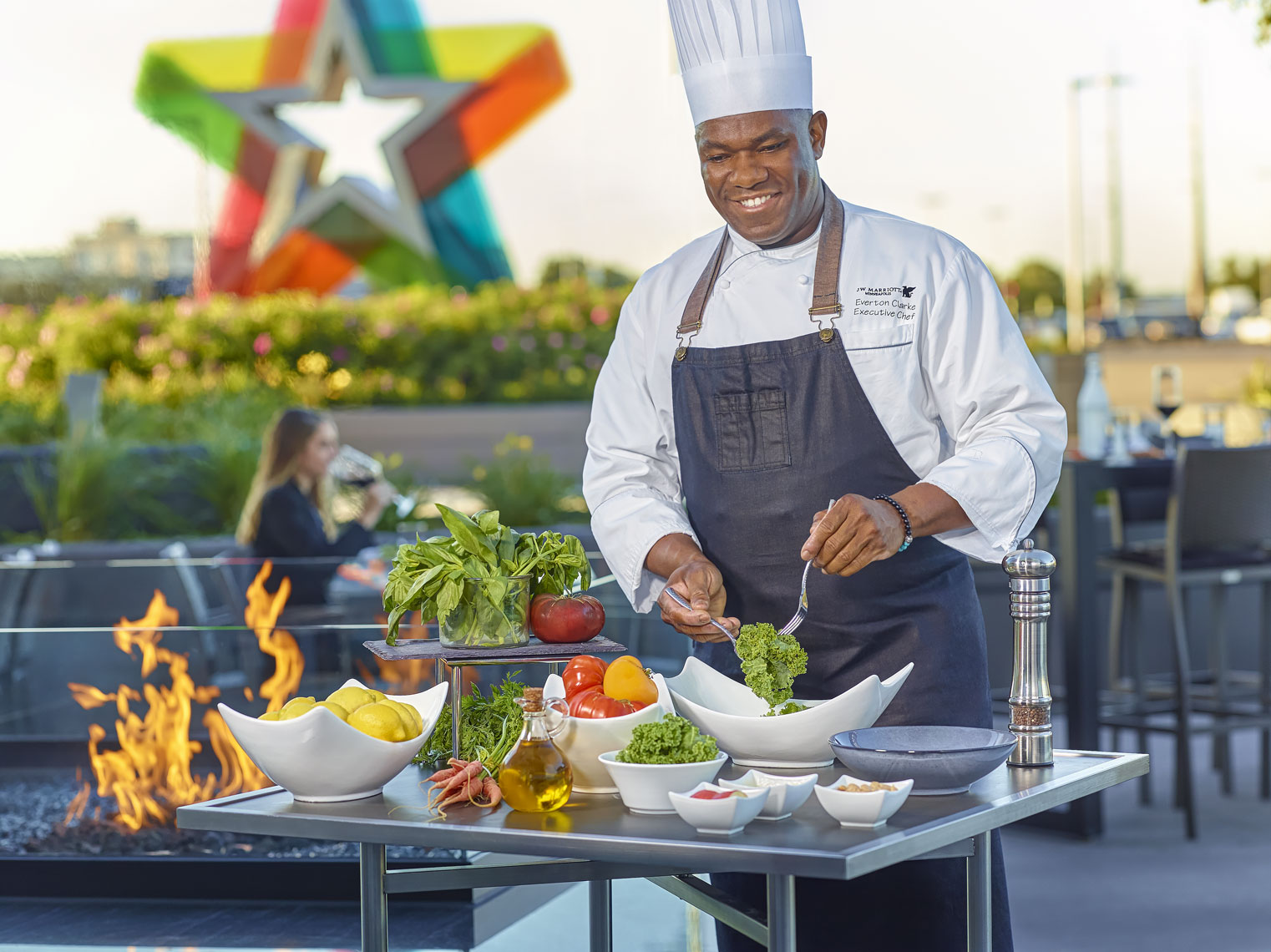 J-W-Marriott/chef/preparing salad/outside/grill/lifestyle photo