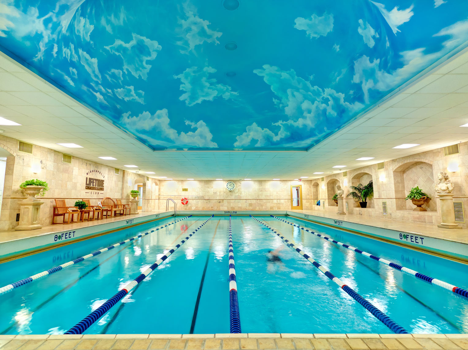 Life Time Fitness indoor lap pool/greco-Roman/architectural photo
