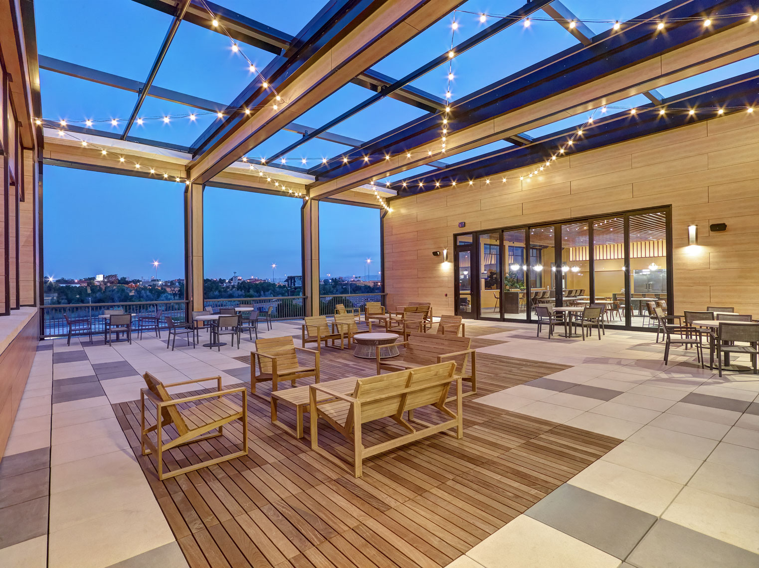 Patio/seating/skylights/Denver/Ryan/architectural photography