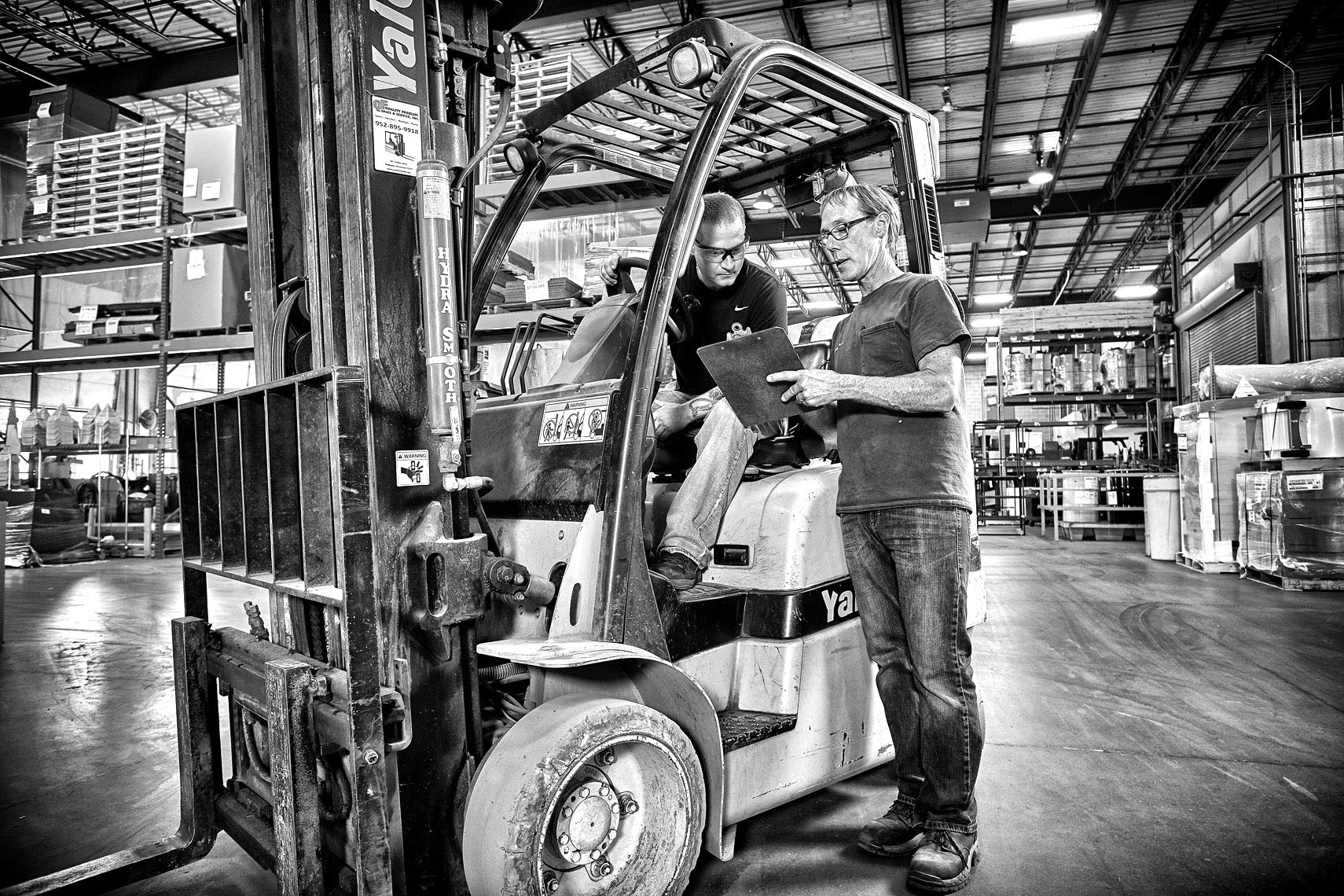 Tempair/forklift/b&w/warehouse/lifestyle photo/InsideOut Studios
