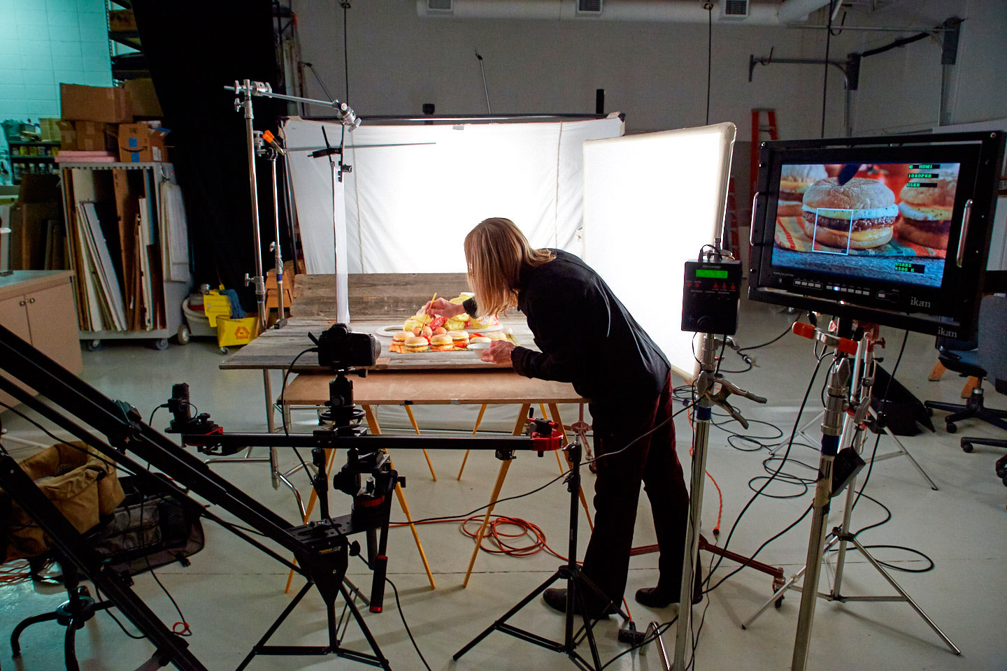 Holiday burger/bts/food styling video shoot