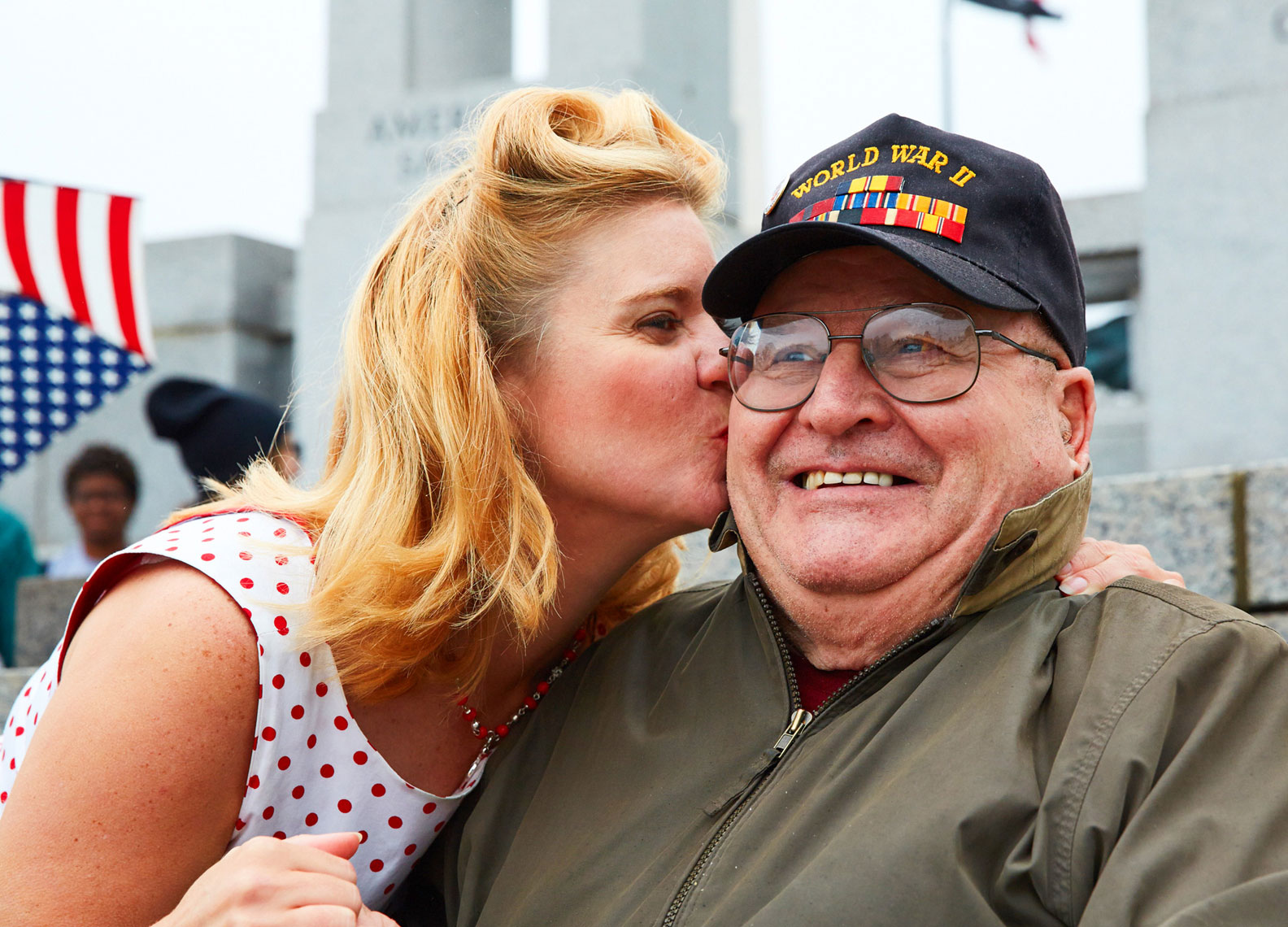 WW2 Vet/kissed/female/Honor Flight/Wash D.C.