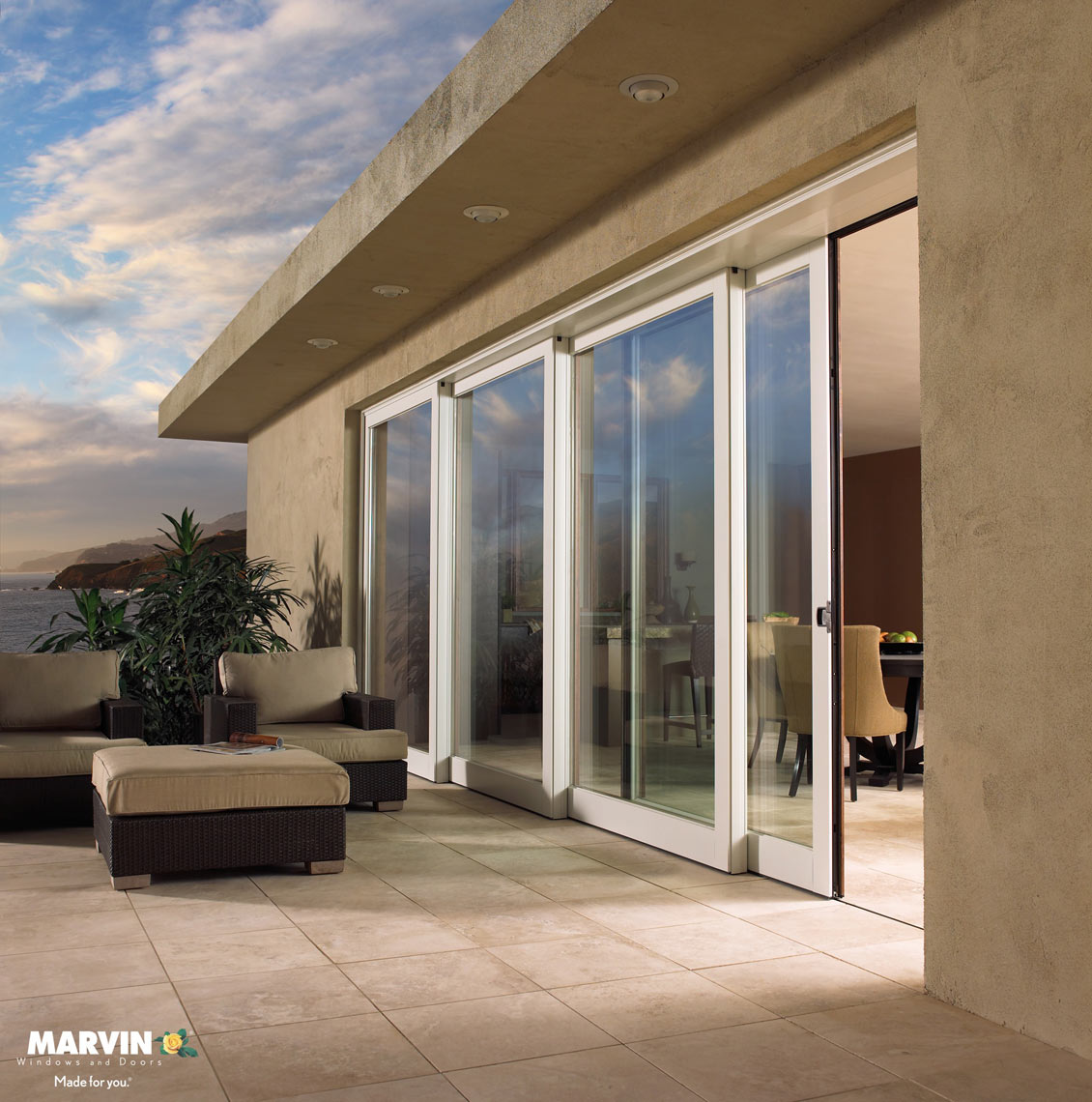 Pocket pation door/ext/tiled patio/sunset/studio set photography