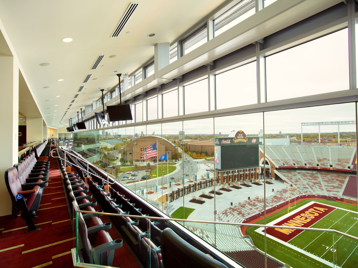 TCF Stadium/Suite level/south endzone/architectural photo